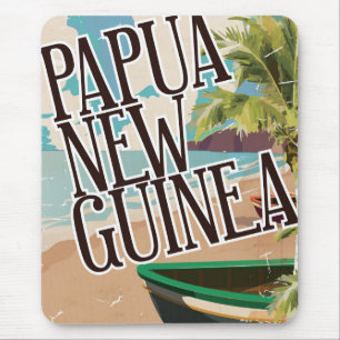 Papua New Guinea vintage travel poster art. Mouse Pad