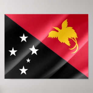 Papua New Guinea - Waving Flag - Poster