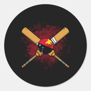 Papua New Guinean Cricket Racket And Ll  Classic Round Sticker