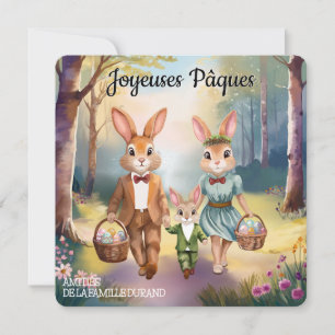 Pâques - Famille de lapins à la chasse aux œufs Card