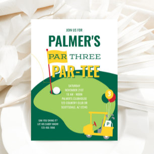 Par 3 Par-tee 3rd Birthday Invitation