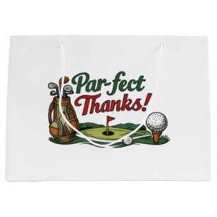 Par-fect Thanks Funny Golf Thank You Large Gift Bag