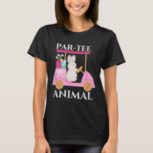 Par-tee Animal Golfer Bunny Golf Cart Tail Drinks  T-Shirt