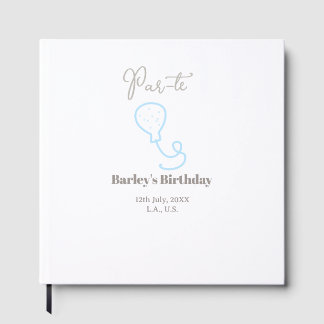 par tee birthday grey blue balloon scribble name guest book