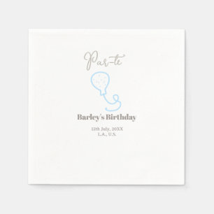 par tee birthday grey blue balloon scribble name napkin