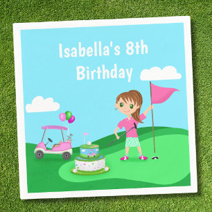 Par-Tee Chibi Girl Birthday Golf Party Napkin