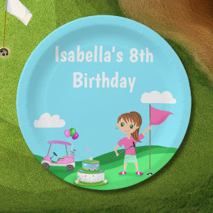 Par-Tee Chibi Girl Birthday Golf Party Paper Plate