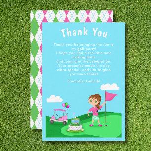Par-Tee Chibi Girl Birthday Golf Thank You Card
