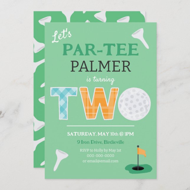 Par-tee Golf 2nd Birthday Golfing Invitation (Front/Back)