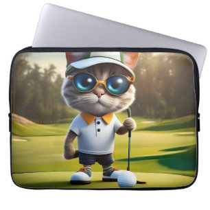 "Par-tee Time: The Cool Cat’s Golf Swing!" Laptop Sleeve