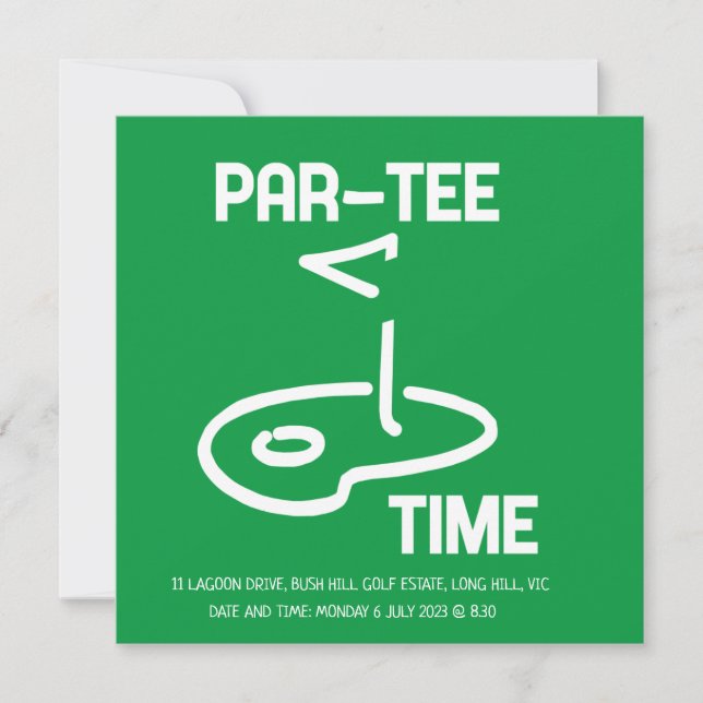 Par-Tee Time White   Invitation (Front)