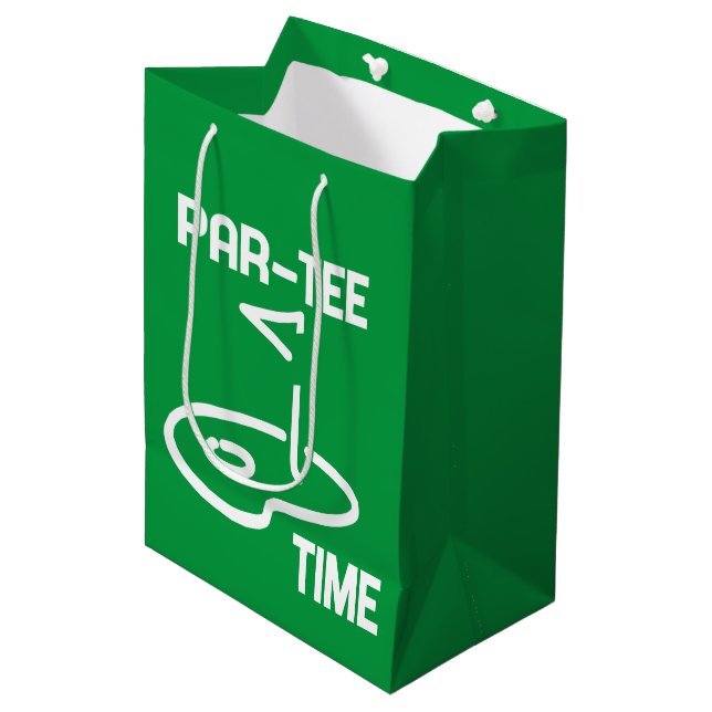 Par-Tee Time White   Medium Gift Bag (Front Angled)