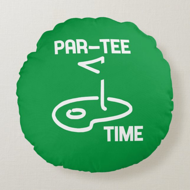 Par-Tee Time White   Round Cushion (Front)
