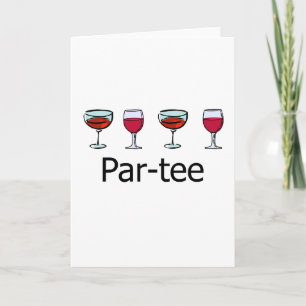 Par-tee  Wine Glass Party Card