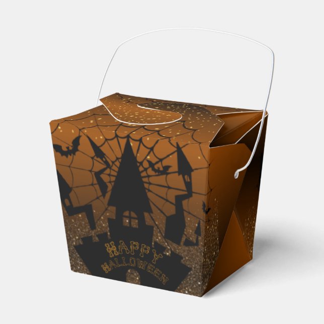 para Halloween marrón con naranja Favour Box (Front Side)