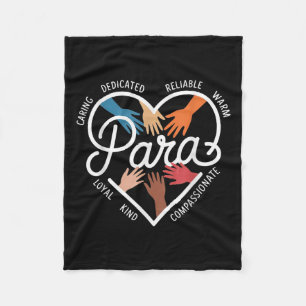 Para Heart Paraprofessional Teacher Paraeducator Fleece Blanket