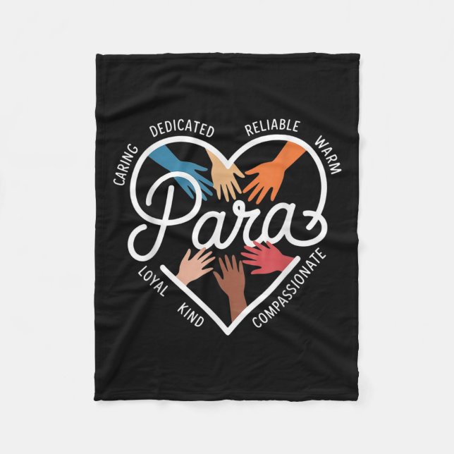 Para Heart Paraprofessional Teacher Paraeducator  Fleece Blanket (Front)