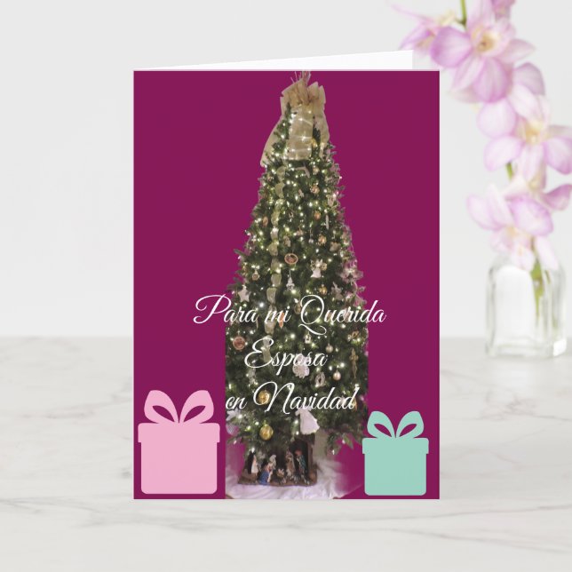 Para mi Esposa en Navidad.  Spanish Christmas Card (Orchid)