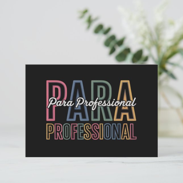 Para Paraprofessional Paraeducator First Day Back Thank You Card (Standing Front)