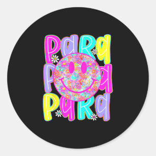Para professional teacher back to school first day classic round sticker