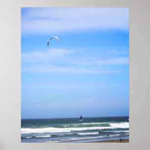 Para Surfer in the Air Over the Beach Colour 16x20 Poster