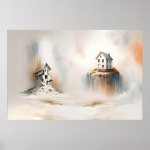 Parable Of The Two Builders Watercolor Bible Story Poster