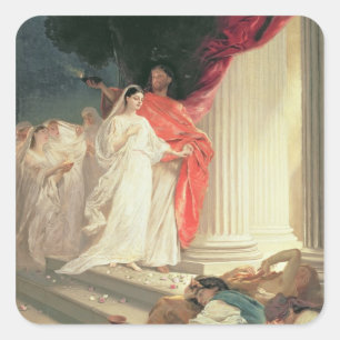 Parable of the Wise and Foolish Virgins, 1886 Square Sticker