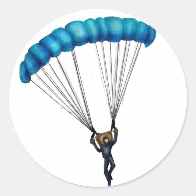 Paracaídas Classic Round Sticker (Front)