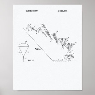 Parachute 1974 Patent Art - White Paper Poster