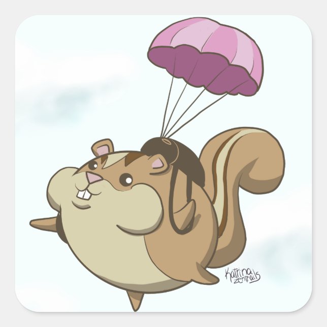 Parachute Chipmunk! Square Sticker (Front)