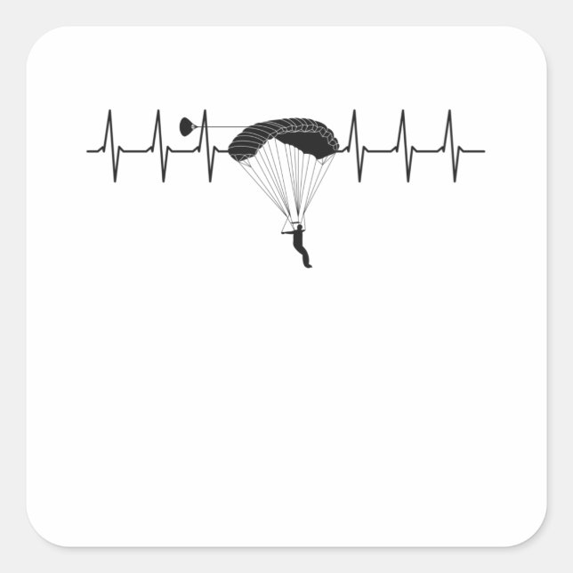 Parachute Heartbeat Skydiving Sykdive Pulse Square Sticker (Front)
