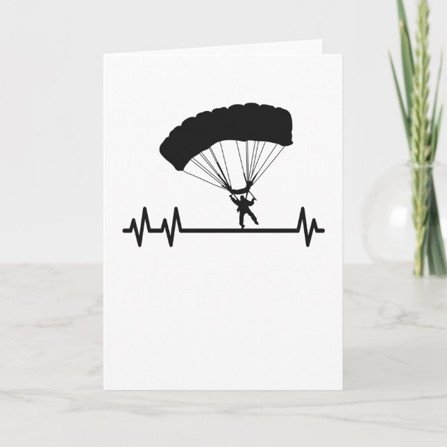 Parachute Pulse Heartbeat Skydiver Skydiving Card (Front)