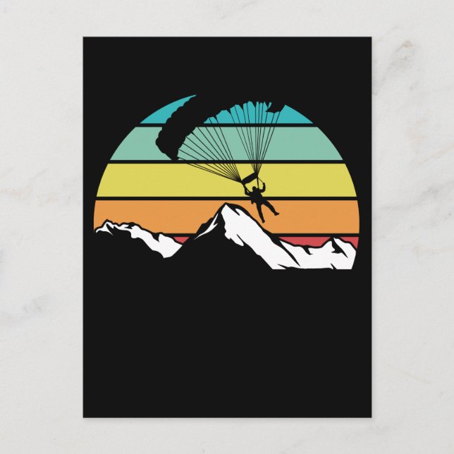Parachute Retro Mountain Paragliding Postcard (Front)