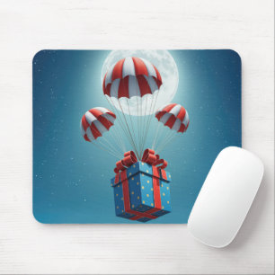 Parachutes Delivering a Christmas Gift Mouse Pad