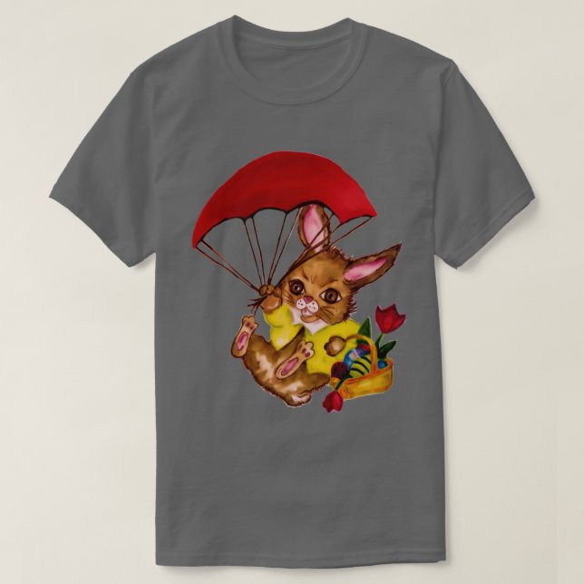 Parachuting Easter bunny T-Shirt (Design Front)