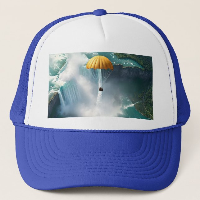Parachuting Over Niagara Falls In A Basket, Trucker Hat (Front)