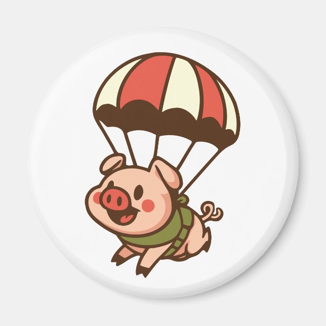 Parachuting pig magnet (Front)