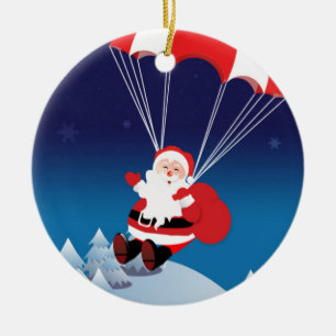 Parachuting Santa Ceramic Tree Decoration
