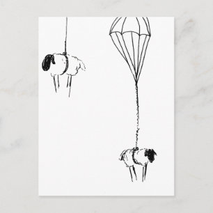 Parachuting Sheep Holiday Postcard