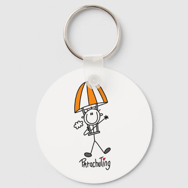 Parachuting Stick Figure Key Ring (Front)