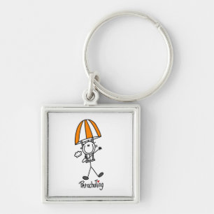 Parachuting Stick Figure Key Ring