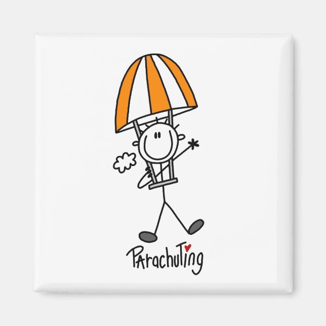 Parachuting Stick Figure Magnet (Front)