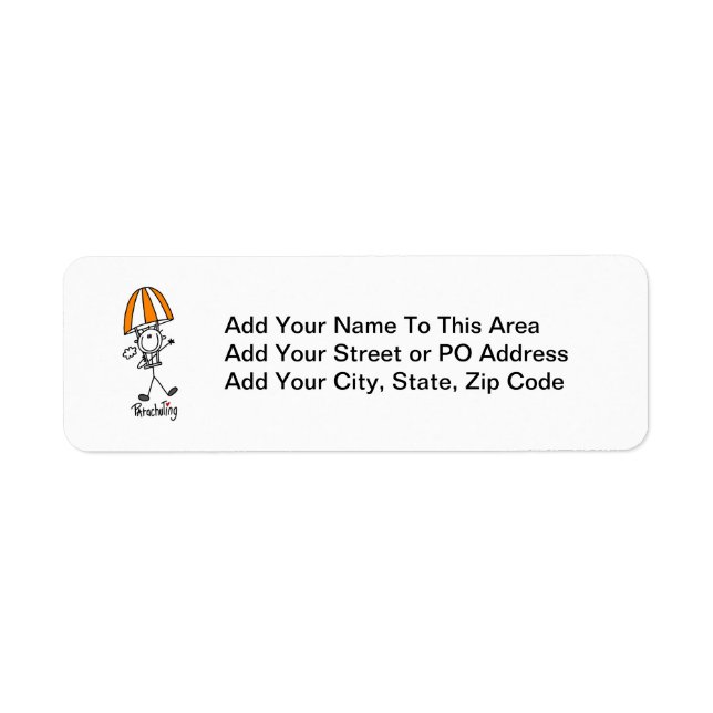 Parachuting Stick Figure Return Address Label (Front)