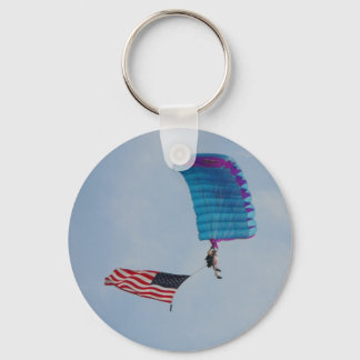 parachuting thew the clear blue sky key ring