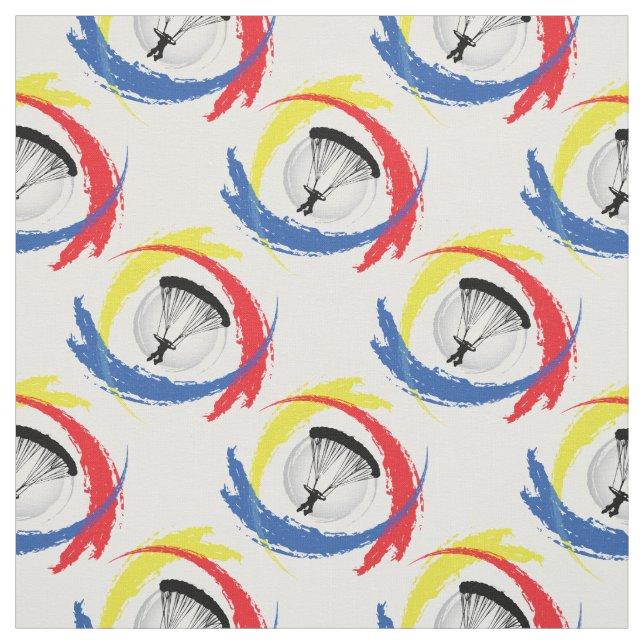 Parachuting Tricolor Sport Emblem Fabric (Swatch)