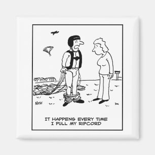 Parachutist Skydiving by Parachute has Problem Magnet