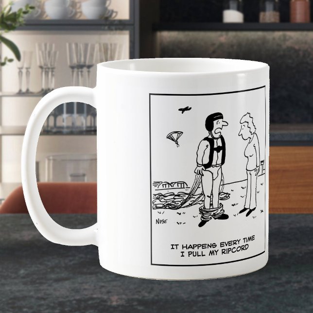 Parachutist's Trousers Fall Down. Skydiver Coffee Mug (Creator Uploaded)