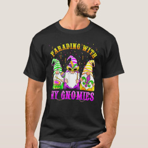 Parading With My Gnomies Mardi Gras 2023 Mask Bead T-Shirt