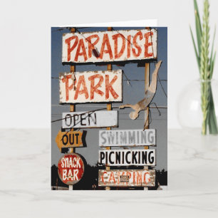 Paradise Amusement Park Retro Photo Card