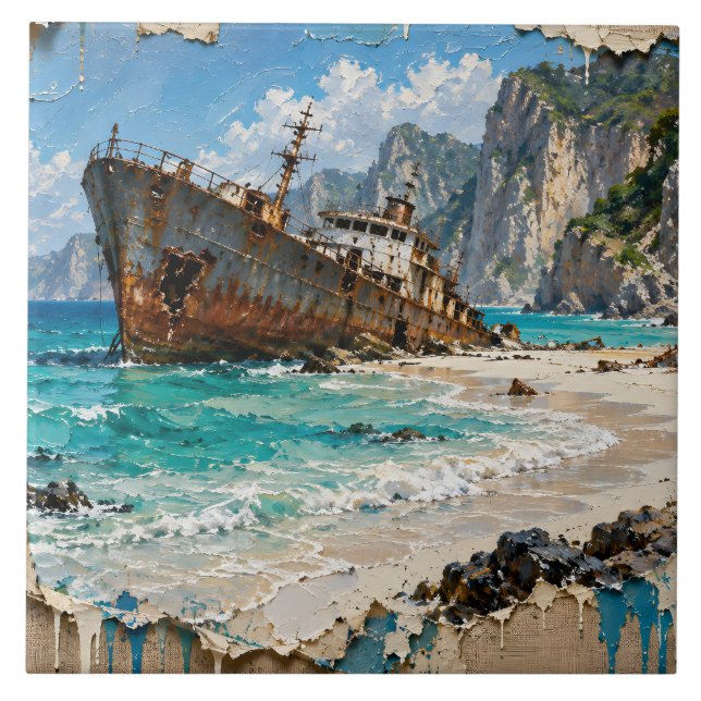 Paradise and Rust Ceramic Tile (Front)